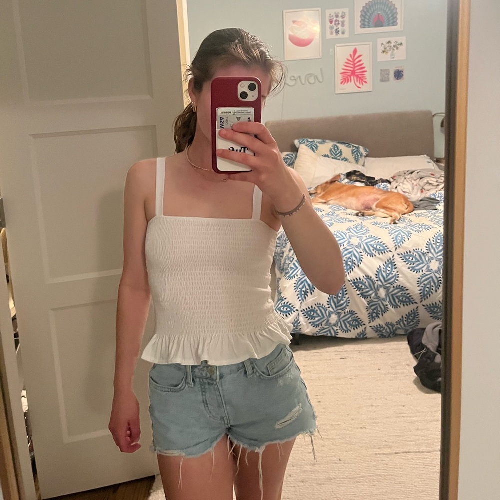 H & M white peplum top